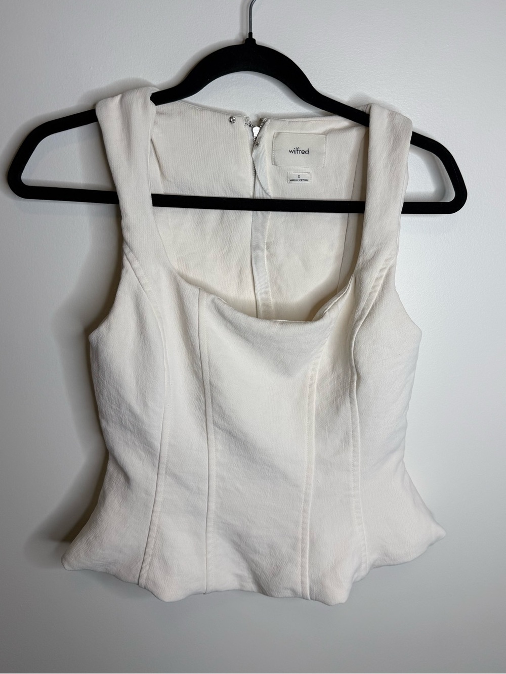 Aritzia Wilfred Rhodora Bustier Top Peplum Hem Light Birch Cream Size Small